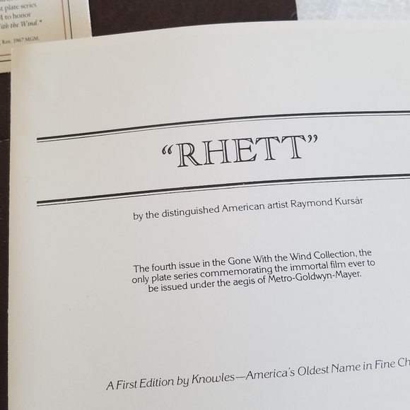 Vintage Gone with the Wind Rhett Edwin Knowles Kursar Collectible Plate  1981 - Picture 4 of 9